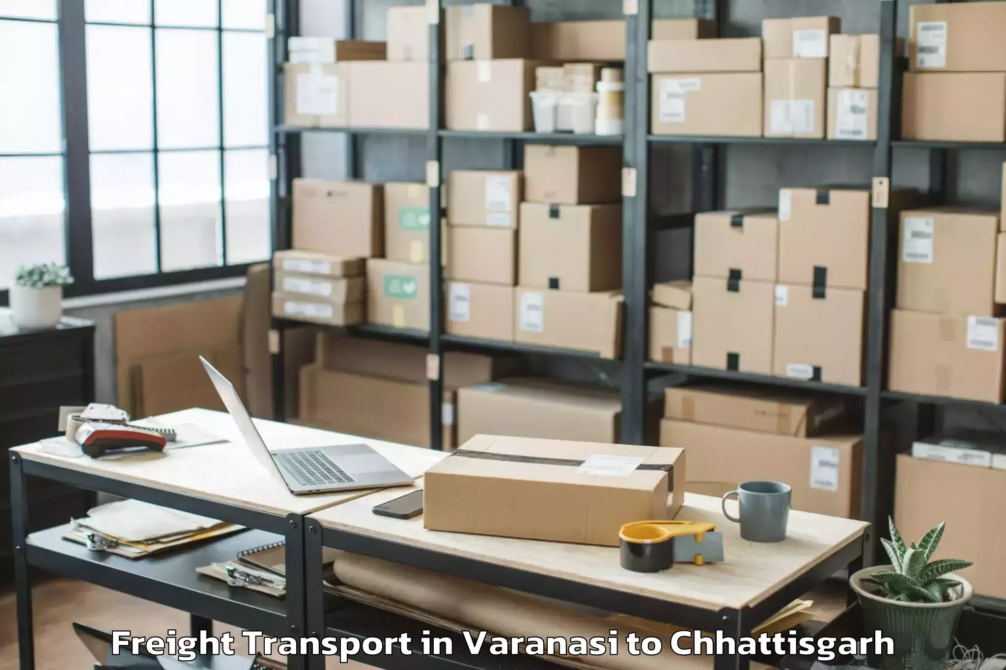 Book Varanasi to Pandit Ravishankar Shukla Univ Freight Transport